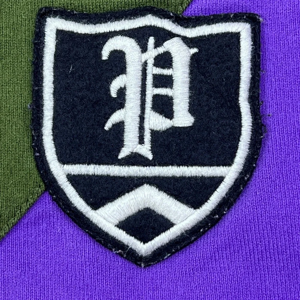 Ralph‎ Lauren Rugby Shirt Youth M Shirt Long Sleeve Purple V Stripe Patch Logo
